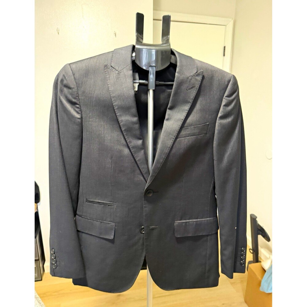 J. Ferrar Men’s 2 Piece Slim Fit Black Suit 36R 28x30 Solid 2-Button